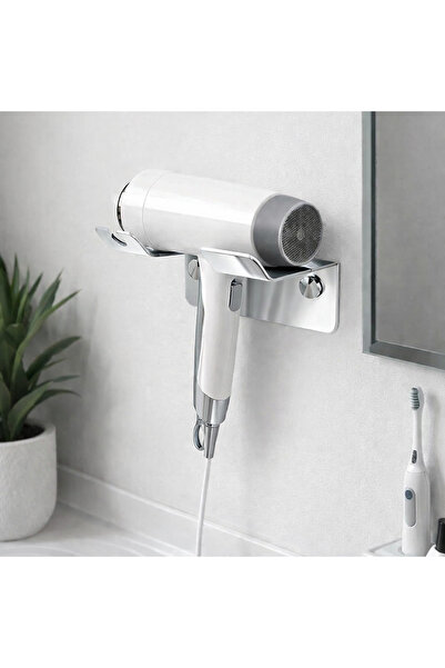 Decopin SAÇ KURUTMA MAKİNESİ ASKISI FÖN MAKİNESİ TUTACAĞI PASLANMAZ ÇELİK VİD...