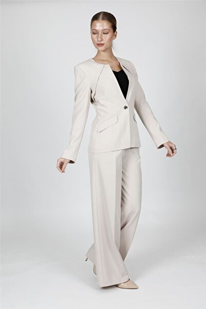 ÖNDER ÖZSOY Zero Collar Single Button Sport Jacket & Classic Palazzo Women's ...