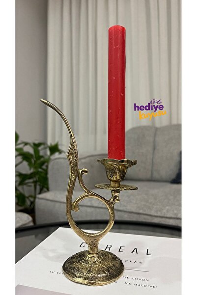 hediye PİRİNÇ DÖKÜM KULPLU ŞAMDAN MUMLUK EV VE OFİS DEKORASYONU DEKOR HEDİYEL...