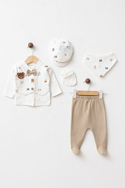 yukobaby bebeğiniz için en doğalı Bebek Müslin Ayıcık Nakışlı %100 Pamuk 5'li...