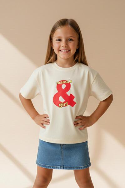 Monila Kız Çocuk Pamuklu Bisiklet Yaka Baskılı T-Shirt