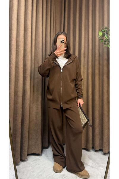 Maysa KAHVE FERMUARLI KAPÜŞONLU TRİKO TAKIM