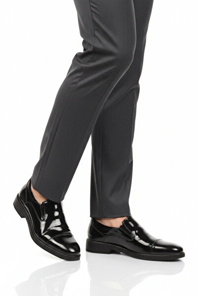 AYAKMOD Piele lacuită neagră, piele naturală, talpă anti-alunecare, pantofi c...