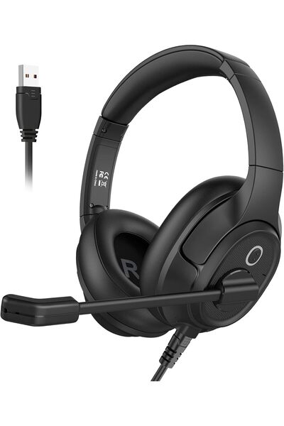 Eksa H2 USB Headset with Microphone, Environmental Noise Cancellation Over-Ea...