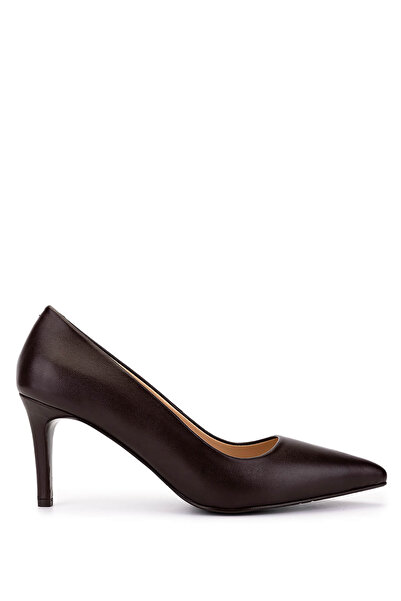 Tamer Tanca Women's Genuine Leather Brown Heeled Shoes