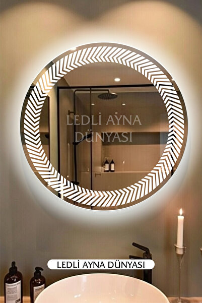 LEDLİ AYNA DÜNYASI Dekoratif Duvar Aynası | Banyo Kullanımı | BEYAZ | 60 CM