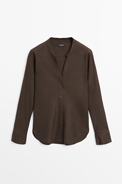 Massimo Dutti %100 keten hakim yaka gömlek