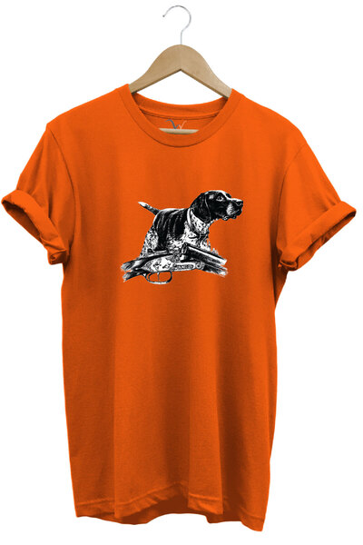 WİDİ Outdoor Hunting Kurzhaar Dog Printed 100% Cotton Regular Fit Crew Neck T...