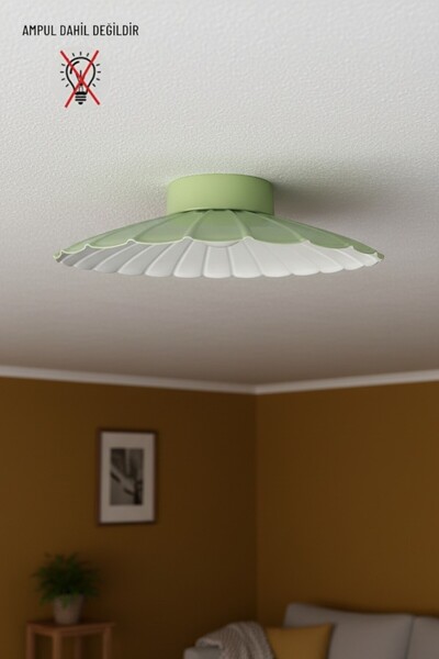 Bamyum Risso Mint Metal Büyük Avize Plafonyer Tekli Rustik Modern Sarkıt Aydı...