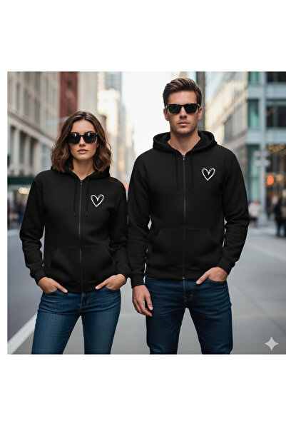 Etoile Studio Dear Lover Combination Sweatshirt Unisex 2 Thread Hooded Zipper...