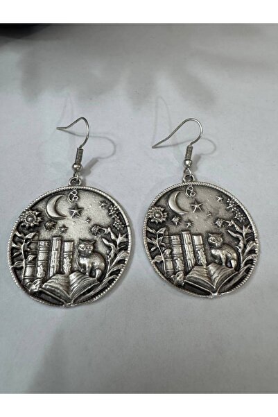 Yuchicly Round Detailed Metal Figure Earrings – Dangle Design Earrings