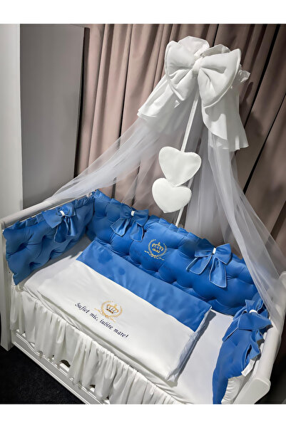 PeppiBambini Personalized 11-piece cot linen REGAL Blue -