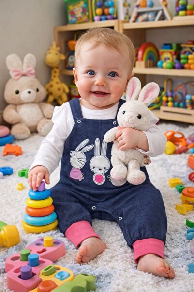 Babyhola Baby Girl Rabbit Holiday Salopet Badi Set 23389