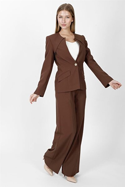 ÖNDER ÖZSOY Zero Collar Single Button Sport Jacket & Classic Palazzo Women's ...