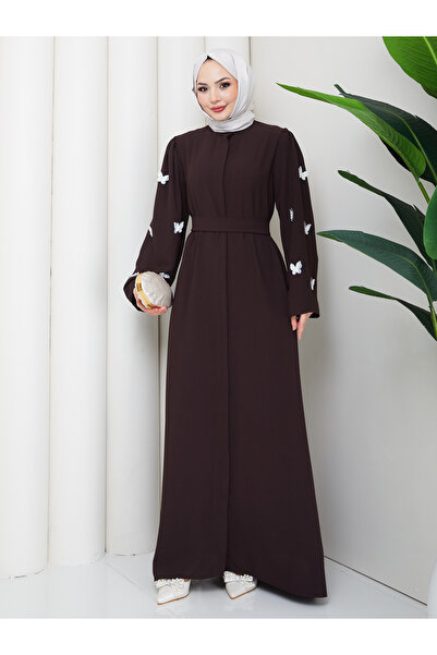 EFSUN MODA Kolu Butterfly Decorated Abaya Tesettür Clothing Women's Ferace Dress