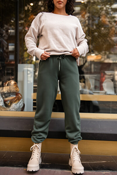 My Blog Green Modal Sweatpants with Elastic Cuffs