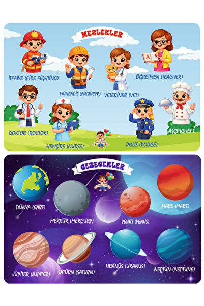 Minçu Toys Ahşap Türkçe-İngilizce 2'li set,Öğretici Yapboz, Zeka Geliştirici ...