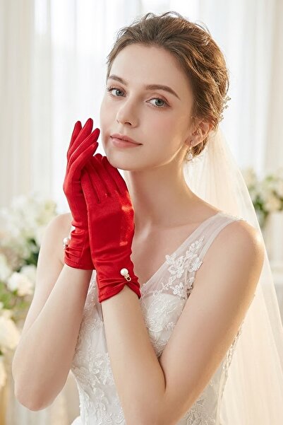 Hobigram Noir Atelier – Pearl-Touch Satin Bridal Gloves, Timeless Elegance an...