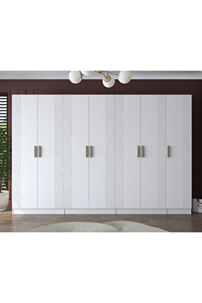 Rani Mobilya Rani BA185 Membran Kapaklı Gardırop 12 Raflı 3 Askılı 7 Kapaklı ...