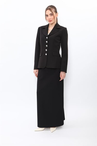 ÖNDER ÖZSOY Baby Collar Buttoned Classic Jacket & Square Pocket Long Bell Ski...