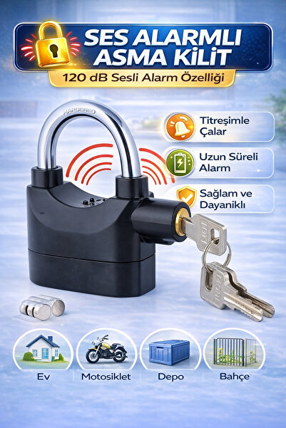 Ecuy 110 Db Alarm Padlock Impact Resistant Waterproof Zinc Body High Security...