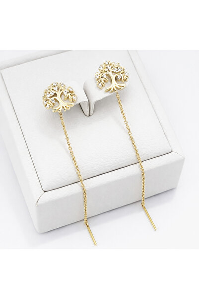 Milena Long Earrings with Wire 14k Gold Plated in Two Layers, hypoallergenic,...