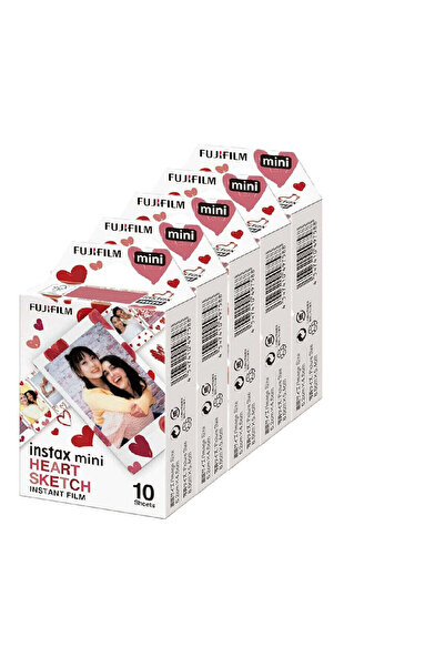 Fujifilm Instax Mini Heart Sketch Film - (50 Film Sheet)
