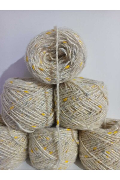 İPEK YÜN İPLİK DÜNYASI Moher Knitting Yarn Twisted (Crem) Insect Sim (Galben,...