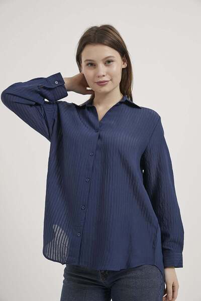 Arma Life Armalife 1407 Open Collar Fine Line Detail Women's Shirt