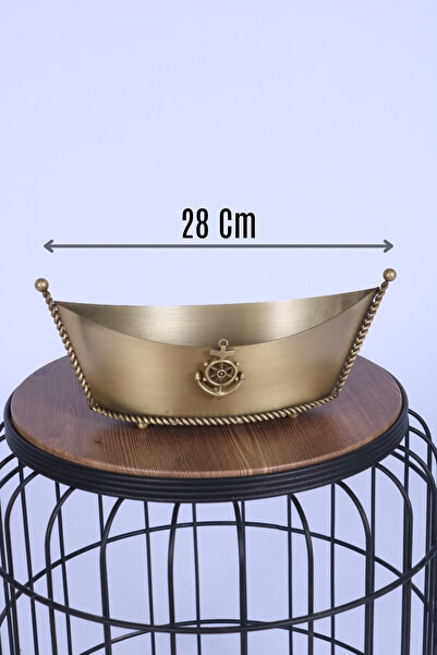 Yapay Çiçek Sitesi Metal Dekoratif Çiçeklik Sunumluk Küçük Kayık Bronz