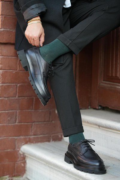 TETRİ Keep for Model Genuine Leather Handmade Black Antique Leather Casual Shoes