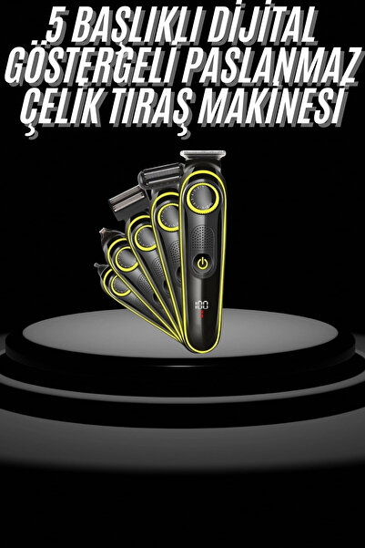 Epilons Saç Sakal Şekillendirici Tıraş Makinesi 5 Başlıklı Paslanmaz Çelik Bı...