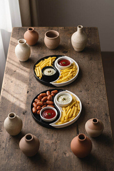 Anadolu Saray 2 Pcs Yin Yang Design Stylish Ceramic Presentation Plate Set – ...