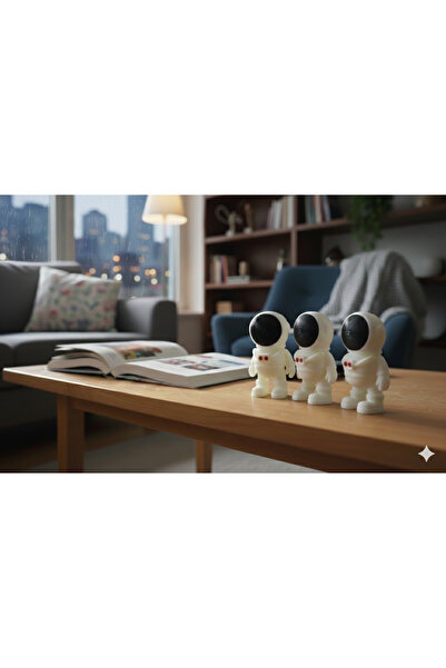 EksaNexus Astronot Figür Biblo Seti 3’lü Paket - Dekoratif Modern Masa & Kita...