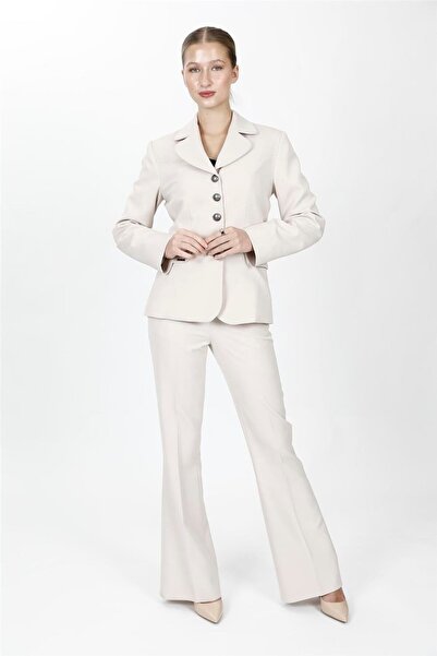 ÖNDER ÖZSOY Baby Collar Buttoned Classic Jacket & Pocketed Spanish-Cut Trouse...