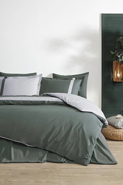 Özdilek Ranforce -Color Stripe Khaki- Double Duvet Cover Set