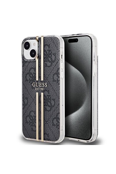 Guess Case for iPhone 15 Plus, Hardcase IML 4G Gold Stripe, Slim Protection, ...