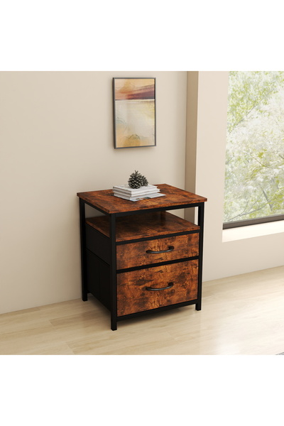 Sheinhome طاولة جانبية بنية اللون عصرية وبسيطة مزودة بدرجين