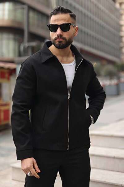 BASEL.CO Men's Polo Collar Tok Duruşlu Cashmere Jacket