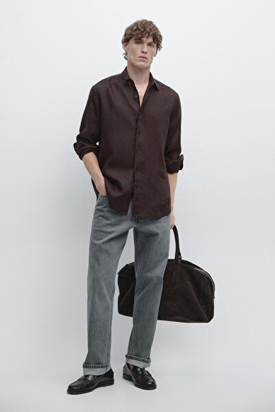 Massimo Dutti %100 keten regular fit gömlek