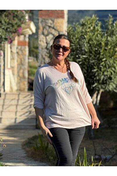 Punta Otantik Yg27050 Boheme Written Italian Knitwear Blouse Powder