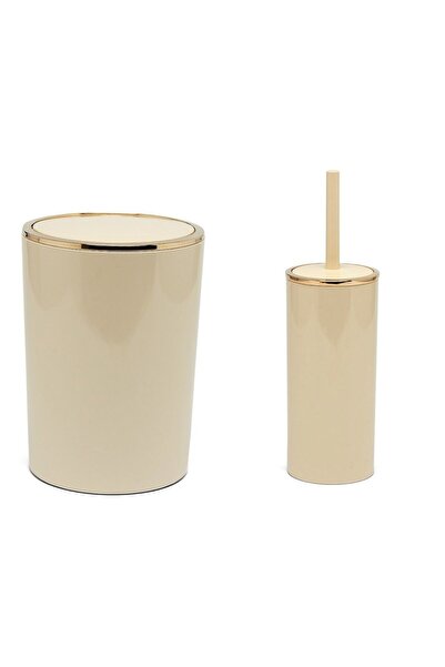 Prima Nova Primanova Lenox 2 Parça Banyo Seti Altın Çerçeveli Bej