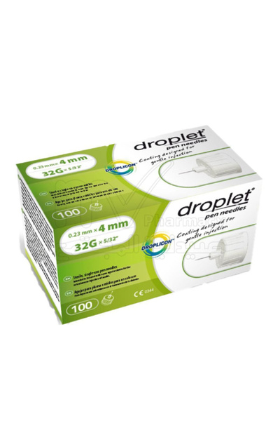 DROPLET PEN NEEDLES 4MM 32G 100PCS