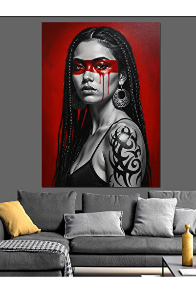 KanvasSepeti Κόκκινο με εφέ μακιγιάζ Υψηλής ποιότητας ελαιογραφία Με υφή Καμβ...