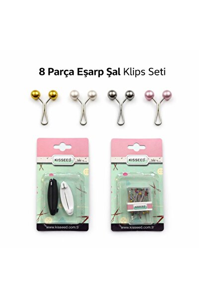 Luna Nueva Kaymayan Eşarp Şal Klips Seti 8 Parça Delmeden Sabitleyen Şal Klip...