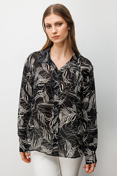 Ekol Desenli Transparan Bluz