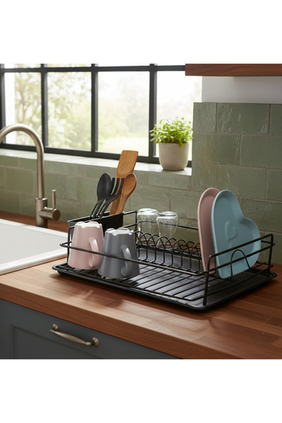 NOYALES HOME Tek Katlı Siyah Tel Bulaşıklık Tek Katlı Siyah Tel Tabaklık Tel ...