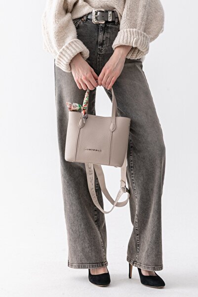 Just Polo Vera Scarf Detailed Large Volume Women's Stone Shoulder and Crossbo...