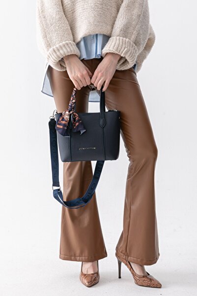 Just Polo Vera Scarf Detailed Adjustable Strap Large Volume Women's Navy Blue...