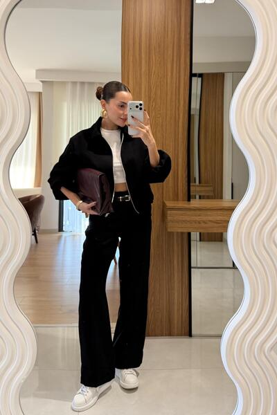 Gizem Ecemiş Brewa Siyah Bomber Ceket Pantolon Takım